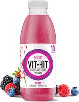 VITHIT Boisson vitaminée - Boisson gazeuse - Boost - Faible teneur en sucre - Berry - 12 x 50cl - Pack économique