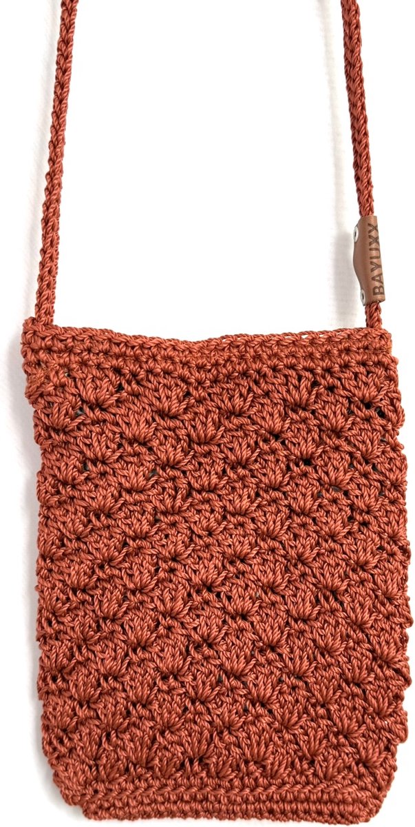 BAYUXX Bags Bali - Gehaakt tasje met rits - Model Sunny Days - Handmade in Bali - Dames - Crossbody - Oranje/ Roestkleur - Duurzaam