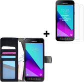 Samsung Galaxy Xcover 4  hoesje - Bookcase hoesje Zwart Portemonnee Case + Screenprotector