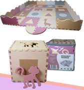 ZiaYunior Speelmat Baby Foam - Speelkleed- Puzzelmat - 36-Delige Kruipmat - Foam Tegels- Roze kleur