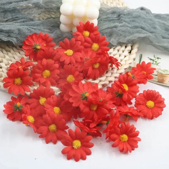 kunstbloemen - rood - 50 stuks - decoratie bloemen - bruiloft - lente - zomer bloemen