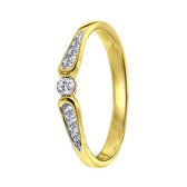 Lucardi Dames Ring met 7 diamanten 0,15ct - Ring - Cadeau - Moederdag - 14 Karaat Goud - Geelgoud