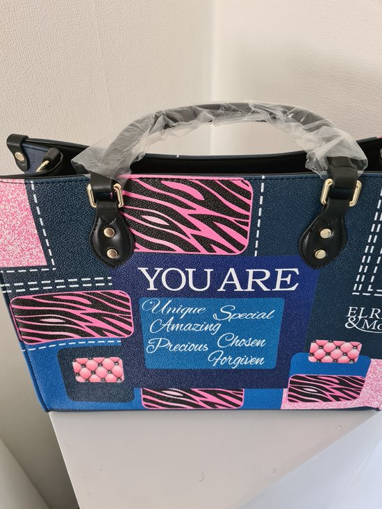Tas Zebra print-Merknaam Elra & More-Leren tas-vrouwen tas -bemoedigende woorden