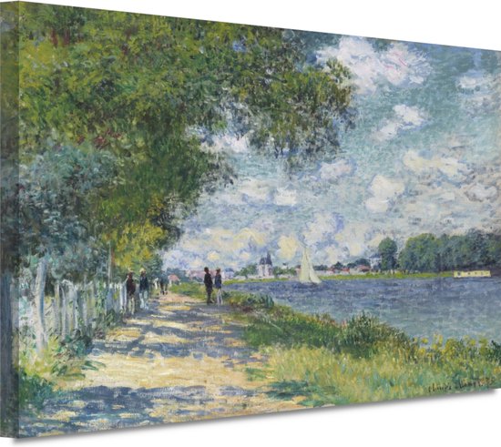 La Seine à Argenteuil - Claude Monet portret - Rivier schilderij - Schilderijen canvas Landschap - Vintage schilderij - Canvas schilderijen - Wanddecoratie woonkamer 100x75 cm