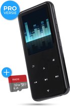 Nuvance - Lecteur MP3 avec écran tactile et Bluetooth - 16 Go de mémoire interne - Prise en charge jusqu'à 128 Go - Enregistreur vocal numérique - avec Radio FM - Lecteur MP4 - Zwart