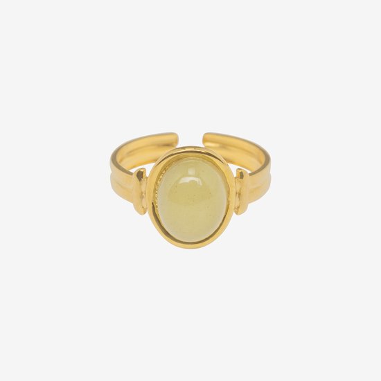 Essenza Large Green Stone Ring Gold