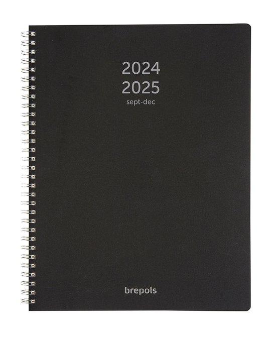 Brepols agenda 2024-2025 - 16 MAANDEN - A4 POLYPROP - Weekoverzicht - Zwart - 21 x 27 cm