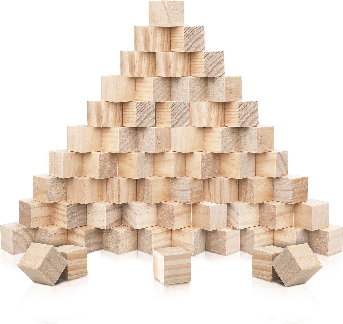 Tinyyo Kurtzy Kleine Houten Kubussen (60 pak) 2 x 2 x 2 cm Houten Kubussen Neutraal Onbewerkt Dennenhouten Blokken – Educatieve Hobby Kubussen Voor DIY Stempelen Hobby en Kunst Puzzle Nummers