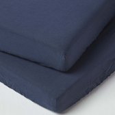 Homescapes Set van 2 linnen hoeslakens voor kinderbed 70 x 140 cm - Marineblauw
