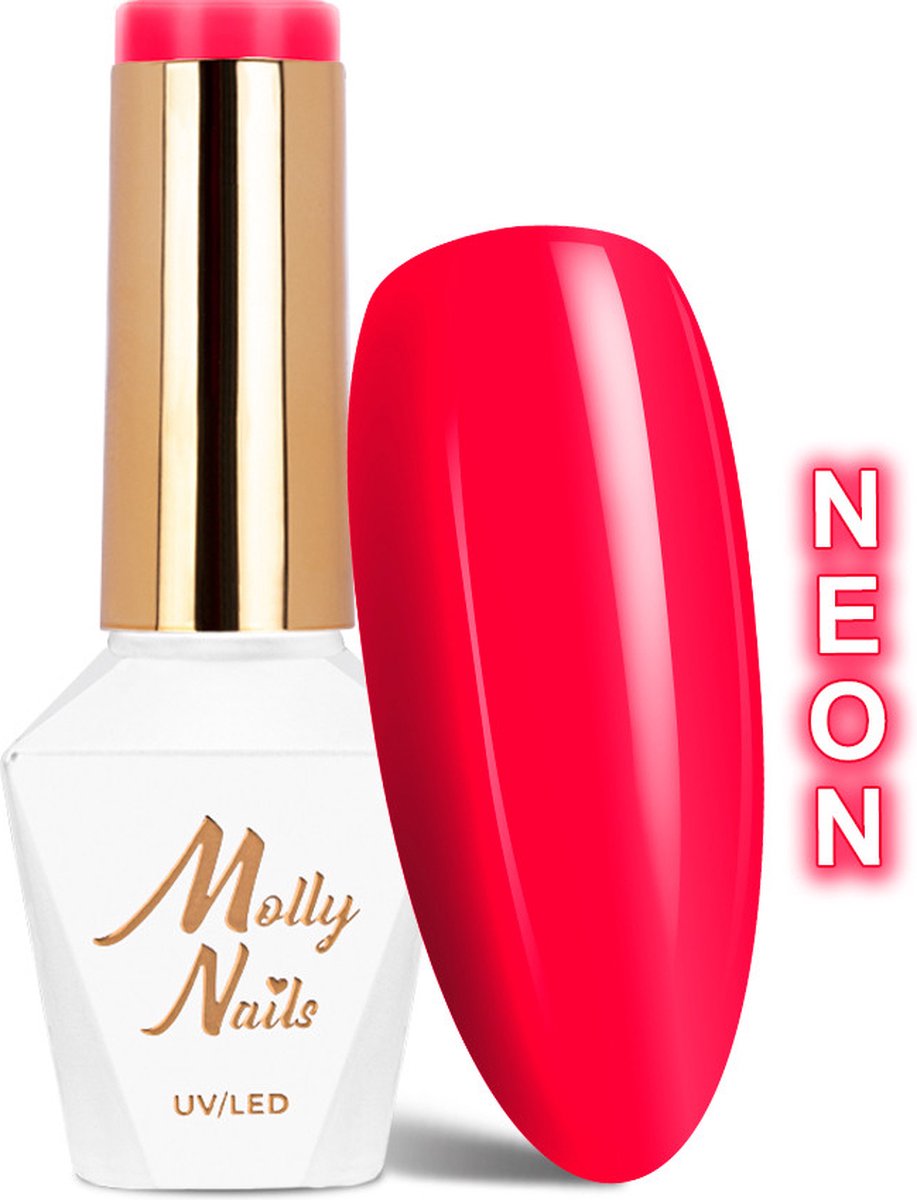 Goedkoopste Molly Nails Gellak Nr 76 Neons Pinky Red - Hema/Di-Hema vrij - gellak - gelpolish - nagels - nagelstyliste - manicure - nagelverzorging - lak gelnagels - gel - polish - 8 gr - Caramdia