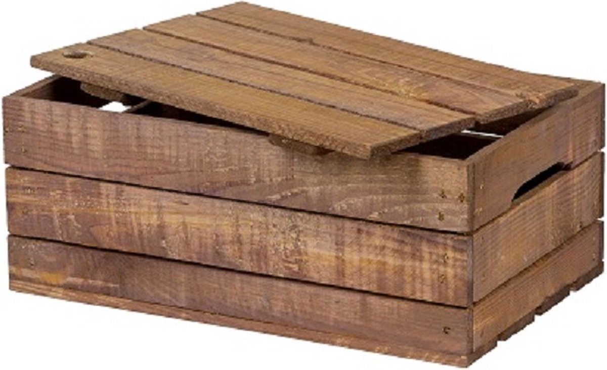 Houten Kist met Deksel - Klein, Bruin / Cadeaukist / Geschenkverpakking / Doos / Gift / Kado