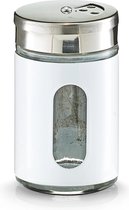 Zeller Glazen kruidenpotje - Kruidenpotje 90 ml - Wit metalen coating