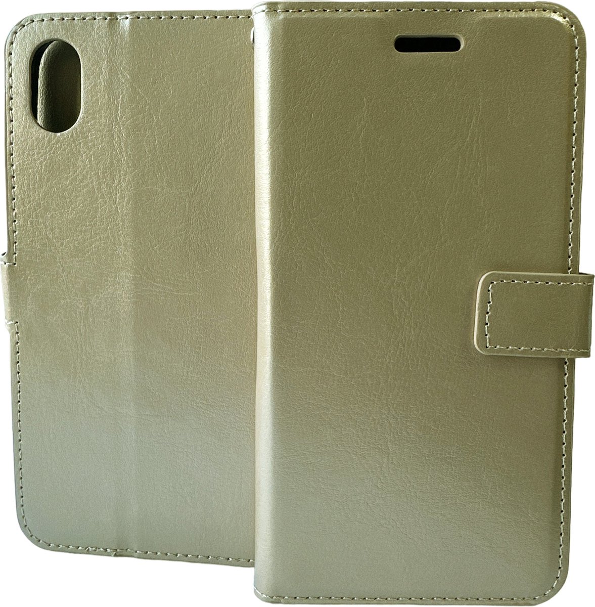 Bookcase Goud Geschikt voor: Apple iPhone XR- portemonnee hoesje - ZT Accessoires