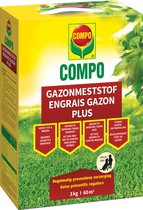 COMPO Lawn Fertilizer Plus - à action indirecte contre les mauvaises herbes et la mousse - nourrit jusqu'à 8 semaines - carton 3 kg (60 m²)