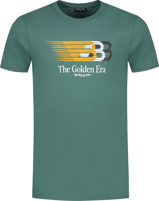 Ballin Amsterdam - Heren Regular fit T-shirts Crewneck SS - Faded Green - Maat XS