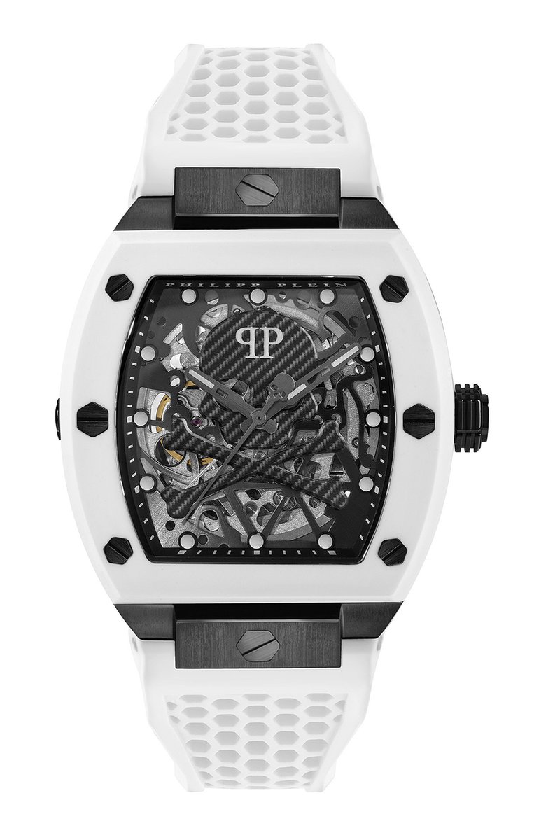 Philipp Plein The $Keleton PWBAA2424 Horloge - Siliconen - Wit - Ø 44 mm