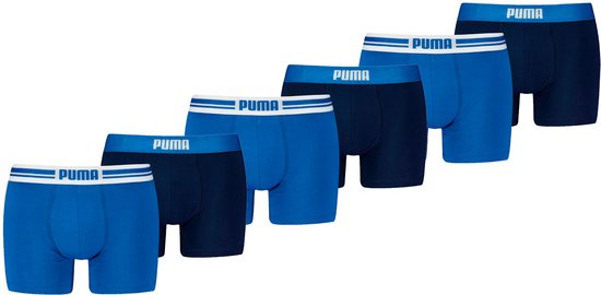 Puma Boxershorts Everyday Placed Logo - 6 pack Blauwe heren boxers - Heren Ondergoed - True Blue - Maat M