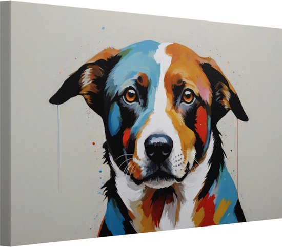 Pop art hond wanddecoratie - Hond schilderijen - Canvas schilderij Dier - Muurdecoratie modern - Schilderijen canvas - Schilderijen 150x100 cm