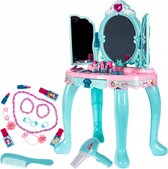 Ilso kaptafel met spiegel - schoonheidssalon - blauw - haardroger - föhn - licht en geluid - inclusief accessoires en batterijen