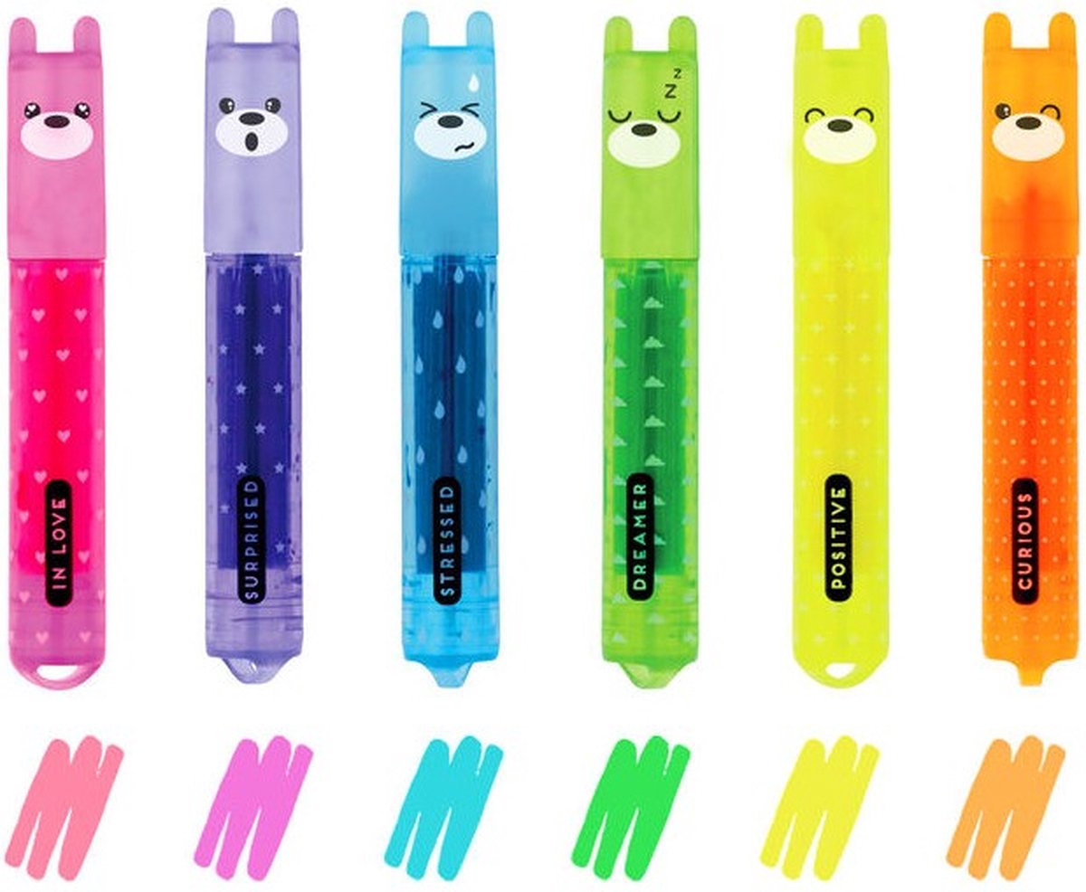 Legami - 6 Mini Highlighters - Teddy's Mood_kit_12pcs - Teddy Bear