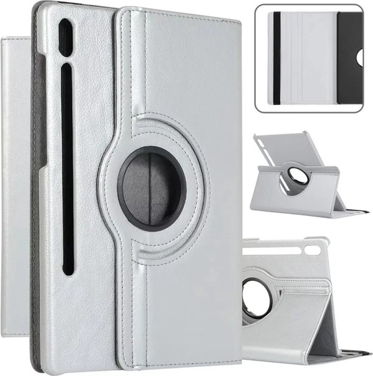 Book Cover Geschikt voor: Samsung Galaxy Tab S8 2022 / Tab S7 2020 11 inch - SM-X700/X706/T870/T875/T876 Draaibaar Hoesje - Multi stand Case - Zilver