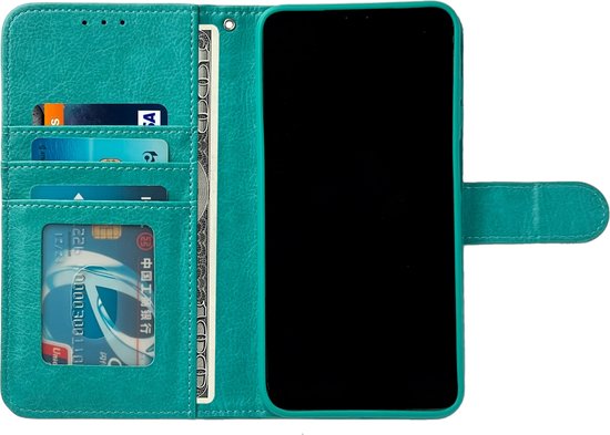 Casemania Étui pour Samsung Galaxy A35 - Turquoise - Étui portefeuille de Luxe en simili cuir
