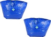 2 ensembles de Sacs à provisions en plastique durable – Taille Jumbo – Blauw – 37 x 40 x 41 cm – Capacité 60 litres – Grand sac de courses, compagnon de voyage et organisateur élégant