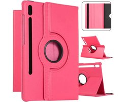 Book Cover Geschikt voor: Samsung Galaxy Tab S9 FE 5G 10.9 inch (SM-X510/X516B/X518U) & Tab S9 (SM-X710/X716B/X718U) & Galaxy Tab S10 FE / Galaxy Tab S10 Lite / Tab S11 - 11 inch Draaibaar Hoesje - Multi stand Case - Donkerroze
