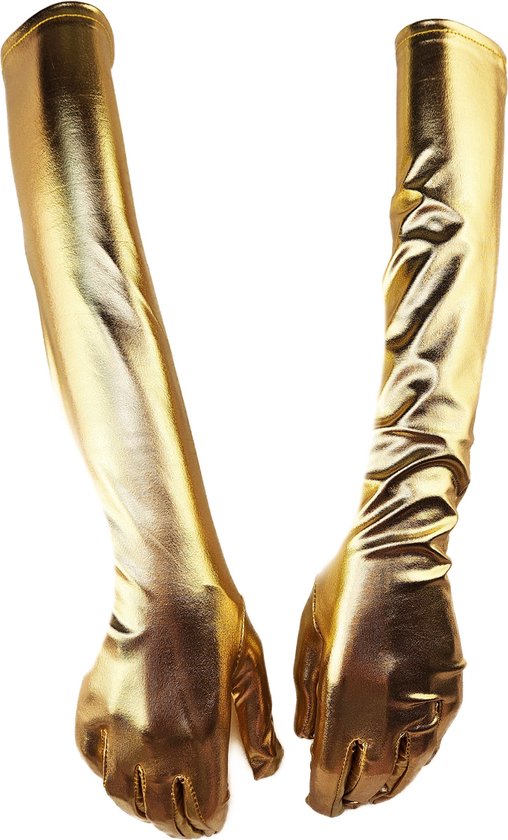BamBella® - Handschoenen Goud Geel kleurig - Lang - Glans gladde stof