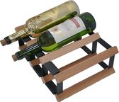 Vinata Liro wijnrek - mahonie - 6 flessen - wijnrekken - flessenrek - wijnrek hout metaal - wijnrek staand - wijn rek - wijnrek stapelbaar - wijnfleshouder - flessen rek