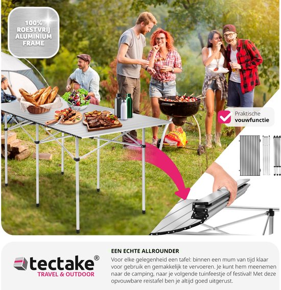 tectake® - Campingtafel - Opvouwbaar - Incl. draagtas - 140 x 70 cm - Grijs - 401170 van TecTake — afbeelding 4