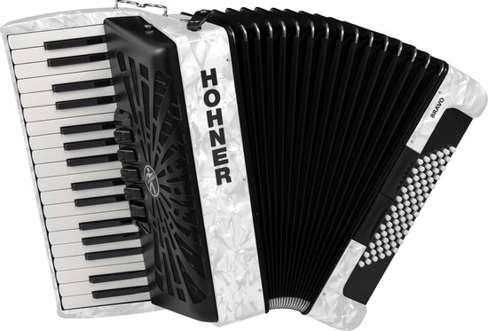 Foto: Hohner bravo iii 72 white silent key accordeon