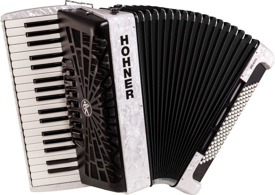 Foto: Hohner bravo iii 96 white silent key accordeon