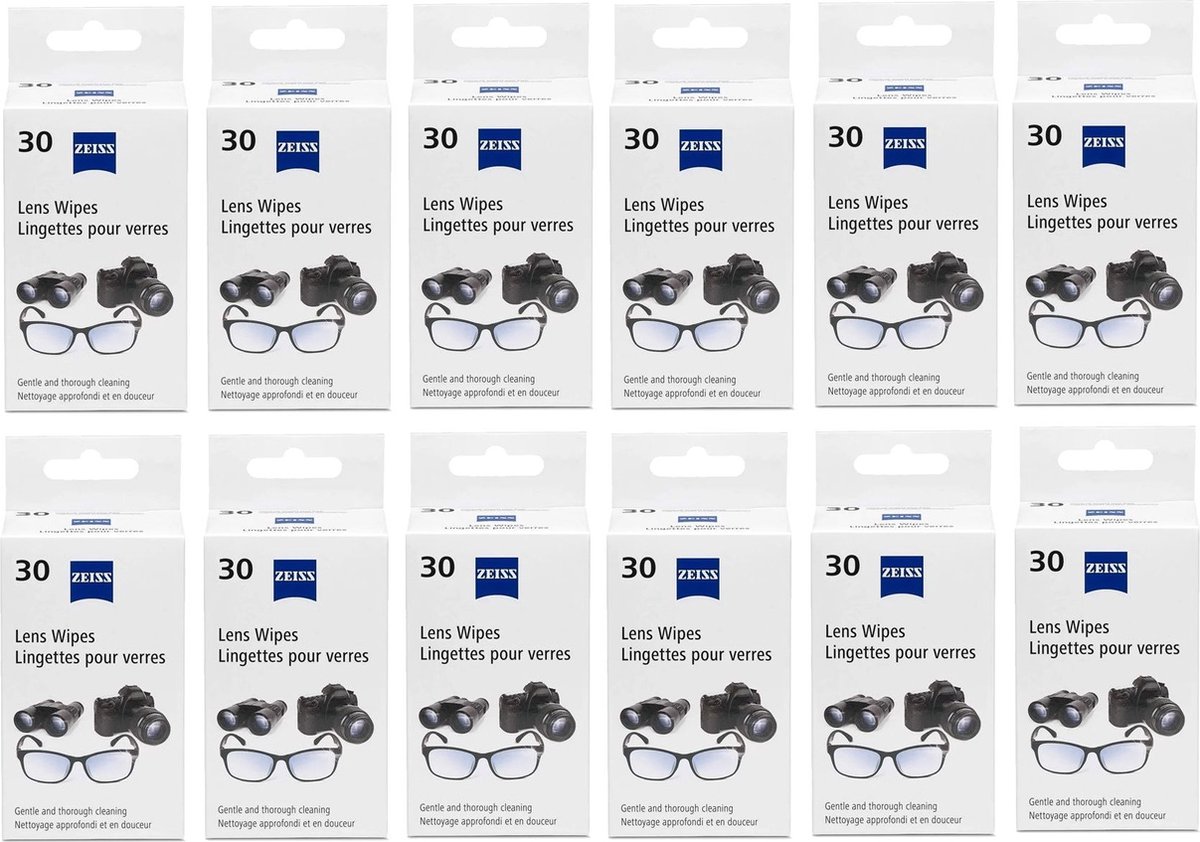 ZEISS - Lens Wipes - 12 Pak - 12 x 30 Reinigingsdoekjes = 360 Reinigingsdoekjes - Voordeelverpakking