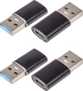 Nuvance - Adaptateur USB A vers USB C - Set de 4 - Convertisseur USB Universel - Convient à tous les appareils USB C - Zwart