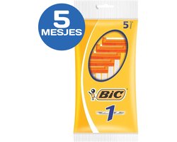 BIC 1 Klassieke Wegwerpscheermesjes Voor Heren Met Een Enkel Mesje En Vaste Kop - Pak van 5 Stuks