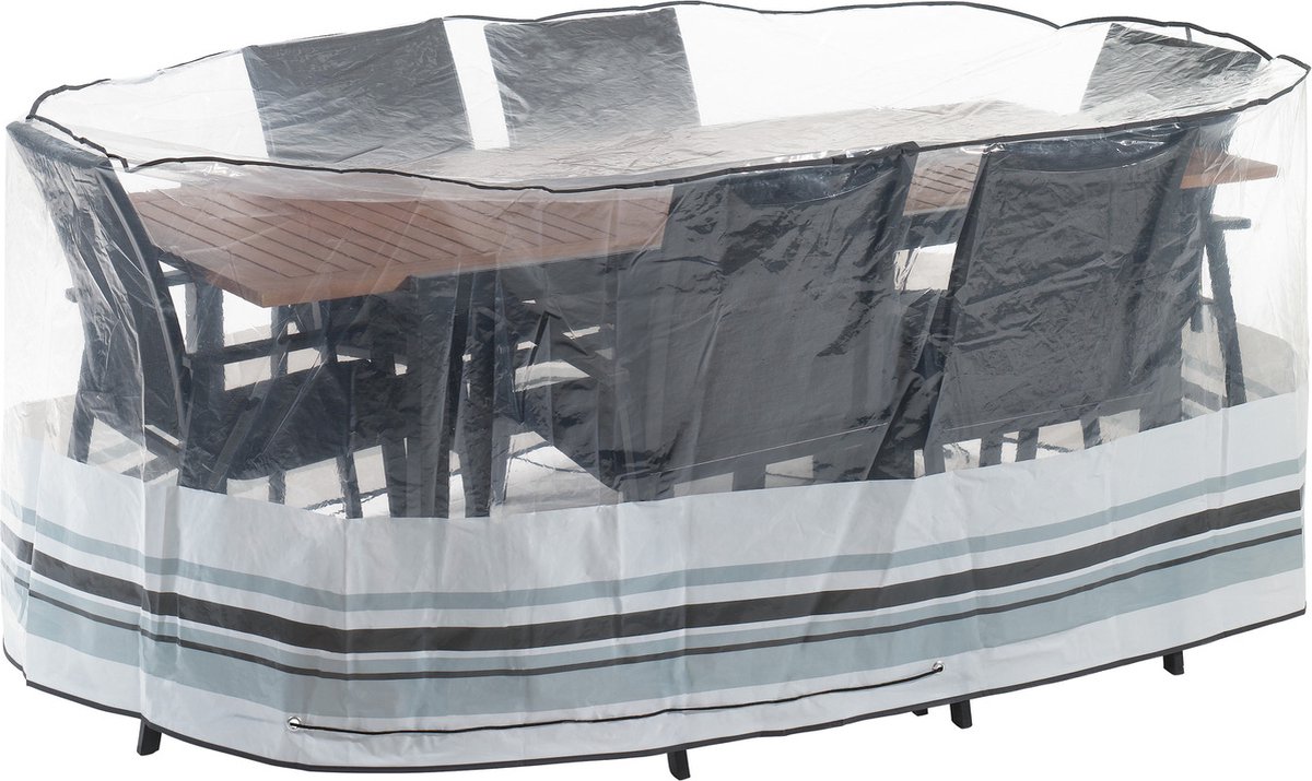 Housse De Protection Table Jardin Rectangulaire GREEN CLUB - L180 X L110 X H70 Cm, Polyester 220g/m2 Anthracite, Anti-UV
