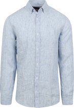 Suitable - Overhemd Linnen Streep Lichtblauw - Heren - Maat XL - Comfort-fit
