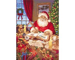 Letistitch borduurpakket kerstman met grote boek leti 951