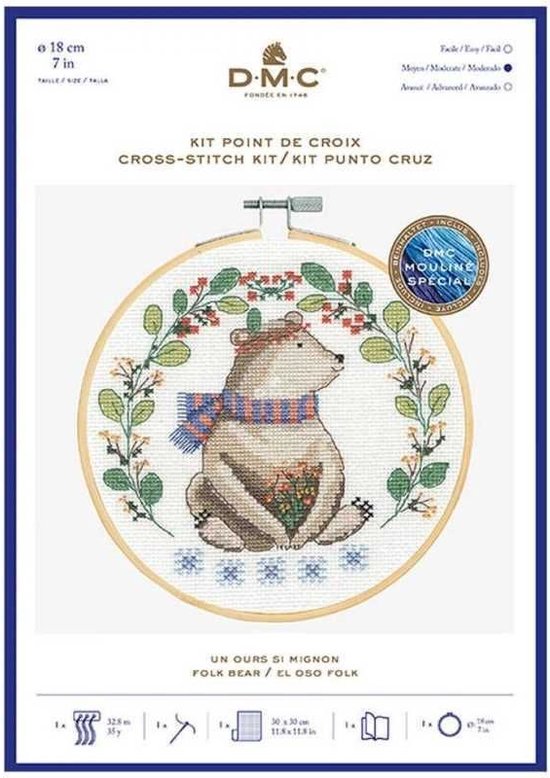 DMC borduurpakket folk bear incl borduurring