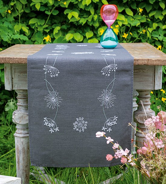 Vervaco - Loper kit - Witte bloemen en grassen - PN-0165817 - Borduren - Borduurpakket - Borduurpakket volwassenen - Borduurpakket kind