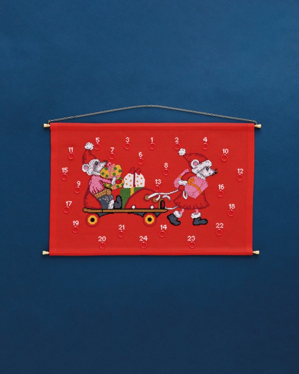 Permin borduurpakket Adventskalender Muizen 34-3284 telpatroon