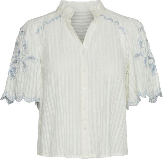 Vero Moda Blouse Vmivy 2/4 Emb Button Top Wvn Exp 10321180 Blanc Brillant Taille White - S