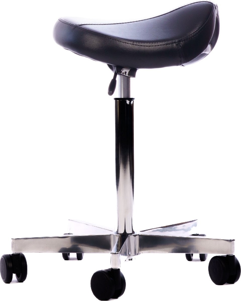 OKAPI® Arctic zadelkruk ZWART met LARGE gasveer en Compact zadel kapperskruk kappersfiets Zwart Large