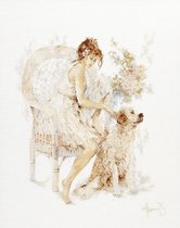 Telpakket kit Meisje op stoel met hond  - Lanarte - PN-0007951