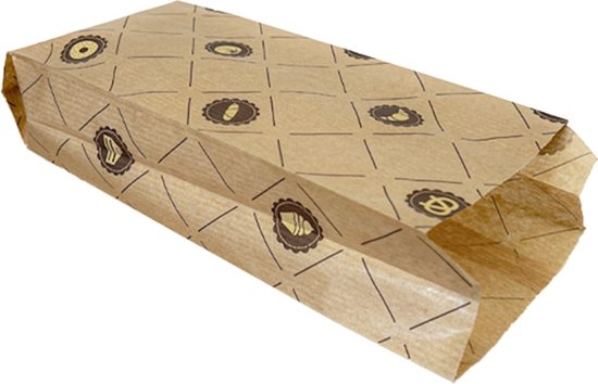 Poche à pain et pâtisserie pliée avec impression 15x6,5x29cm - 1 000 pcs/carton.