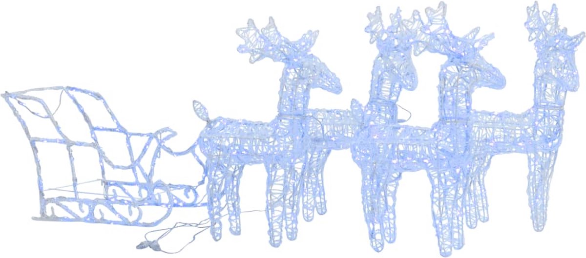 Moderne acryl kerstdecoratie: rendieren en slee, 280x28x55 cm - vidaXL.