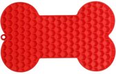 Tapis à lécher pour chien en forme d'os de chien rouge - tapis à lécher - chien - alimentation lente - animal de compagnie - os de chien - rouge