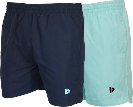 2-Pack Donnay Sport/Zwemshort Toon - Sportbroek - Heren - Navy/Aruba blue (617) - maat S