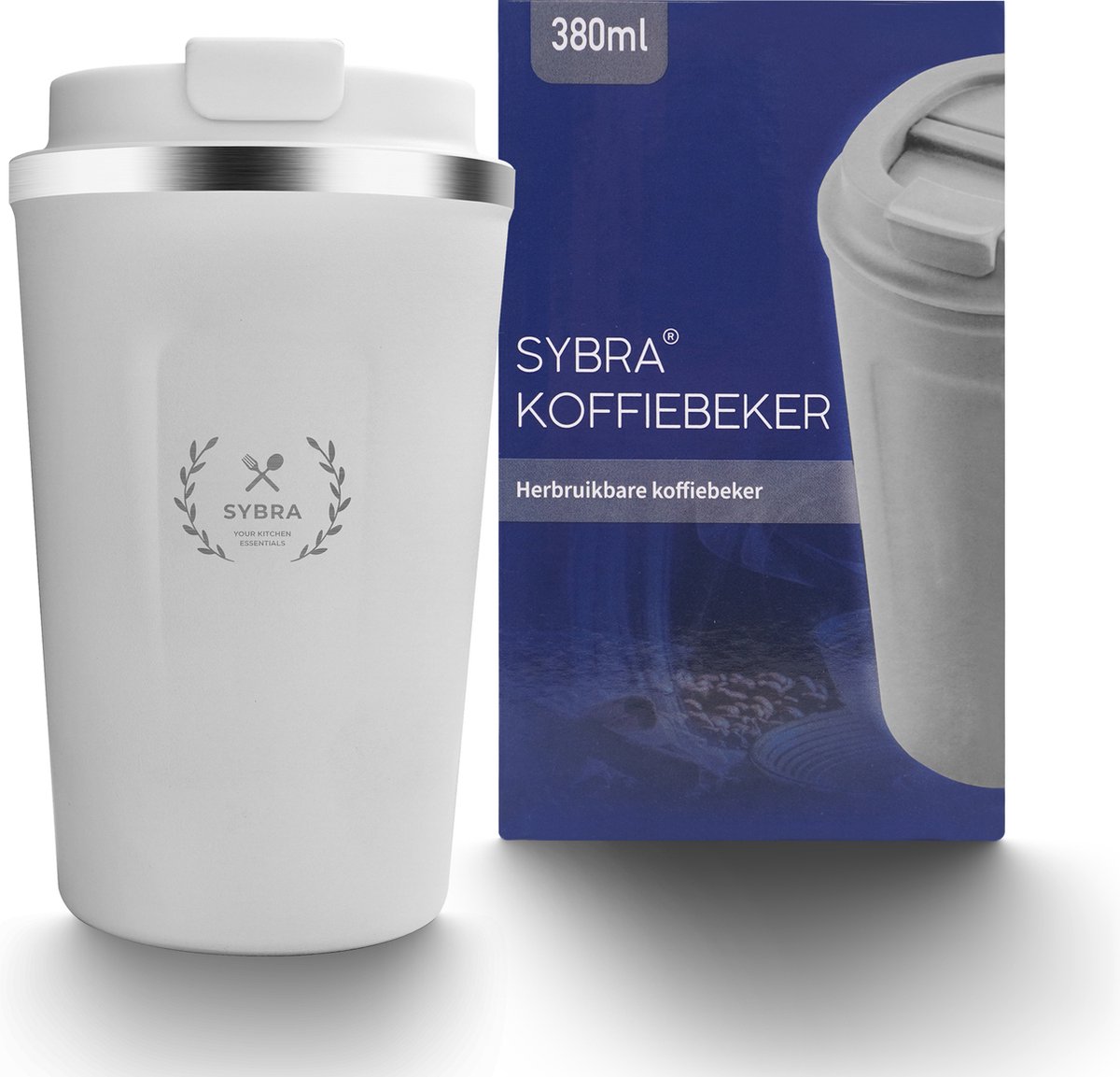 Koffiebeker wit - 380ml - coffee mug - koffiebeker to go - thermosbeker